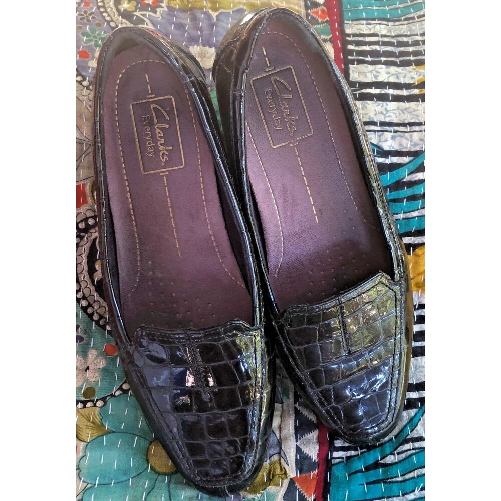 Clarks Collection Women's Casual Loafer Leather US Size 7M Alligator Pattern